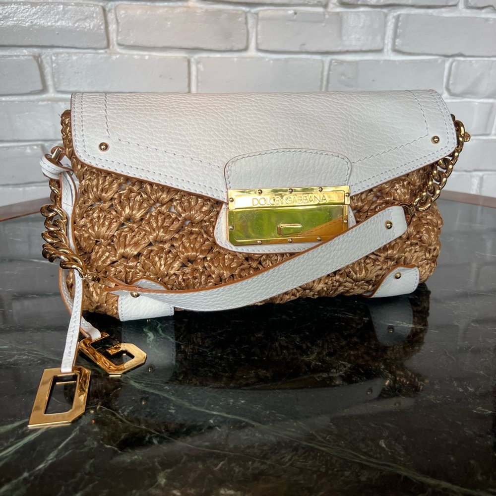 Dolce & Gabbana RARE collection perfect condition raffia/ leather shoulder bag